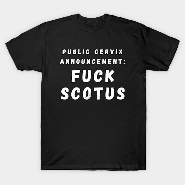 Public Cervix Announcement: Fuck SCOTUS – White T-Shirt by KoreDemeter14